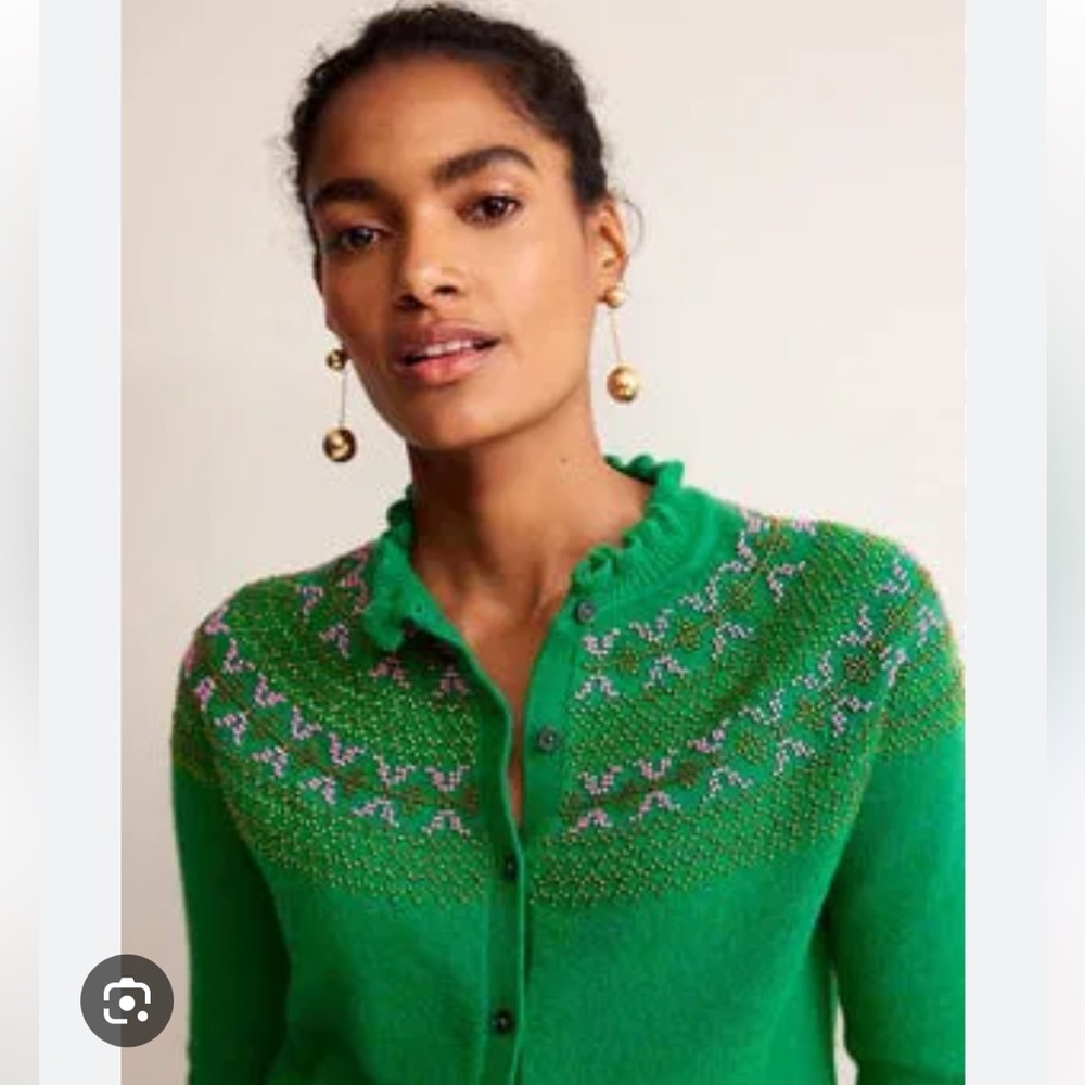 Boden Embellished Yoke Neck Cardigan